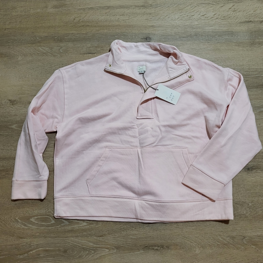 A New Day Pink Quarter-Zip Sweatshirt XL